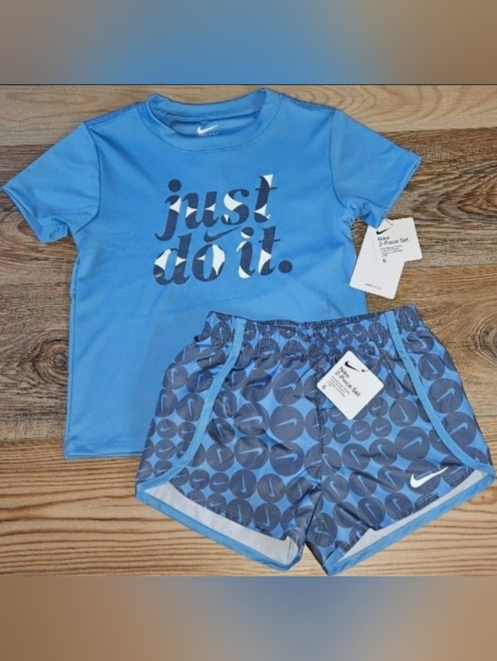 Nike Youth Blue "Just Do It" Tee & Shorts Set Size 4 Or 6(NWT)